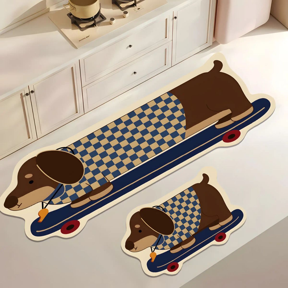 GENERICO - DUO DE  ALFOMBRAS DE GOMA MINIMALISTAS PARA COCINA B8