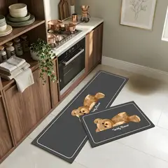 GENERICO - DUO DE ALFOMBRAS DE GOMA MINIMALISTAS PARA COCINA B17