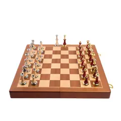 NACION AJEDREZ - Ajedrez de Madera Modelo Roma 45 cm – Plegable con Piezas de Aleación de Zinc y Terminación Madera