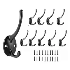 GENERICO - Set 10 Ganchos de Pared con Tornillos para Colgar