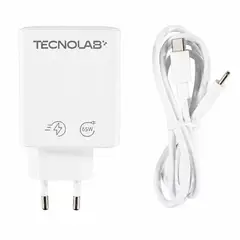 TECNOLAB - Cargador GaN 65W PD QC3.0 USB-C Cable SEC Blanco - PS