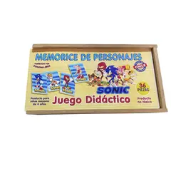GENERICO - Juego Memorice De Sonic En Madera Didáctico Infantil 36 Piezas*