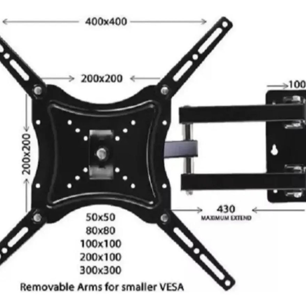GENERICO - Soporte de Pared Articulado para TV 14-55" Inclinable 50 