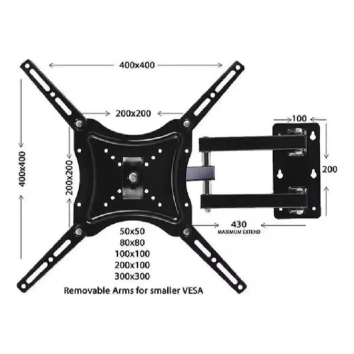 GENERICO - Soporte de Pared Articulado para TV 14-55" Inclinable 50 
