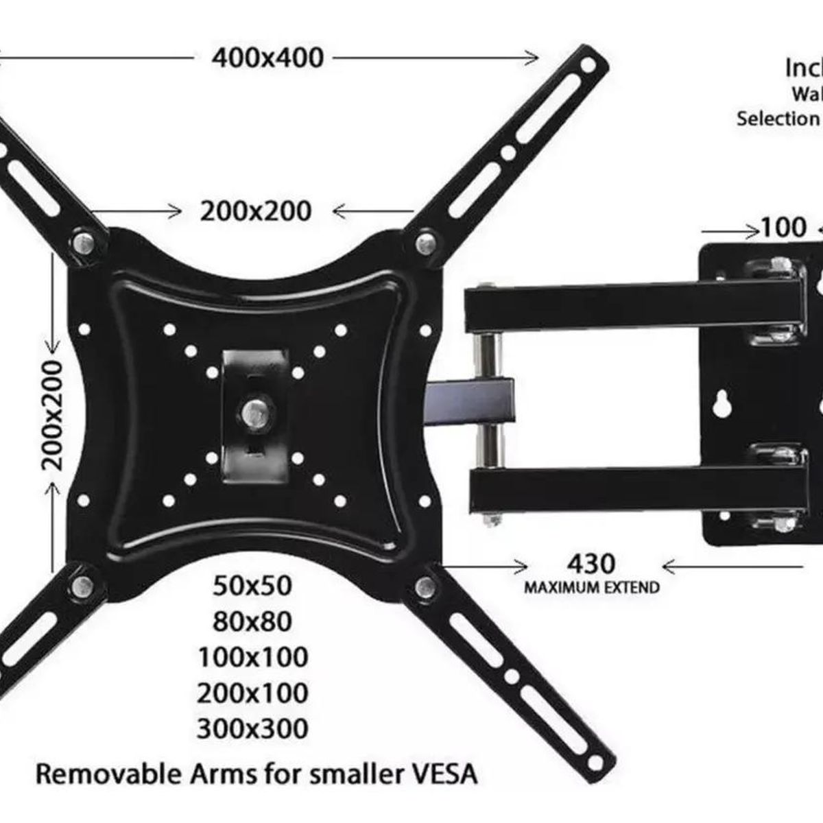 GENERICO - Soporte de pared para TV y monitor 14'' a 55'' hasta 50kg
