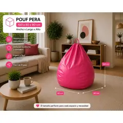 GENERICO - Pouf Pera Rosado Eco Cuero 100x80x80 cm Maxicosas