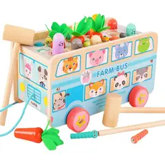 GENERICO - Camión Didáctico de Madera con Juego de Pesca Montessori
