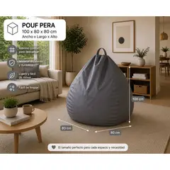 GENERICO - Pouf Pera Gris Eco Cuero 100x80x80 cm Maxicosas