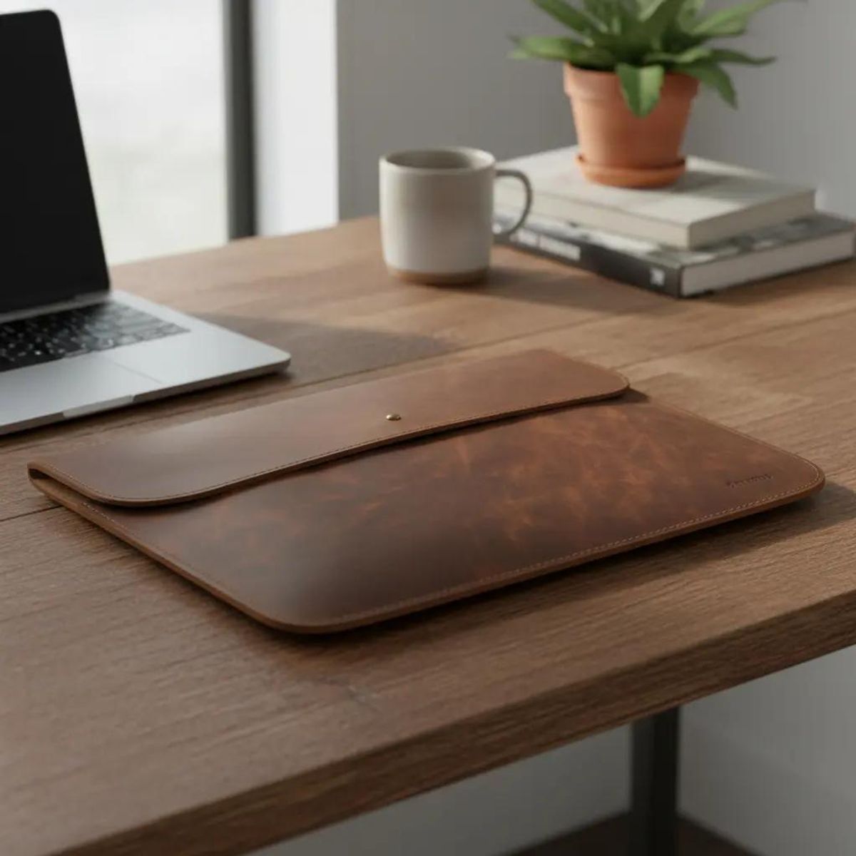 TRATUR - Funda de cuero para notebook elegante y funcional