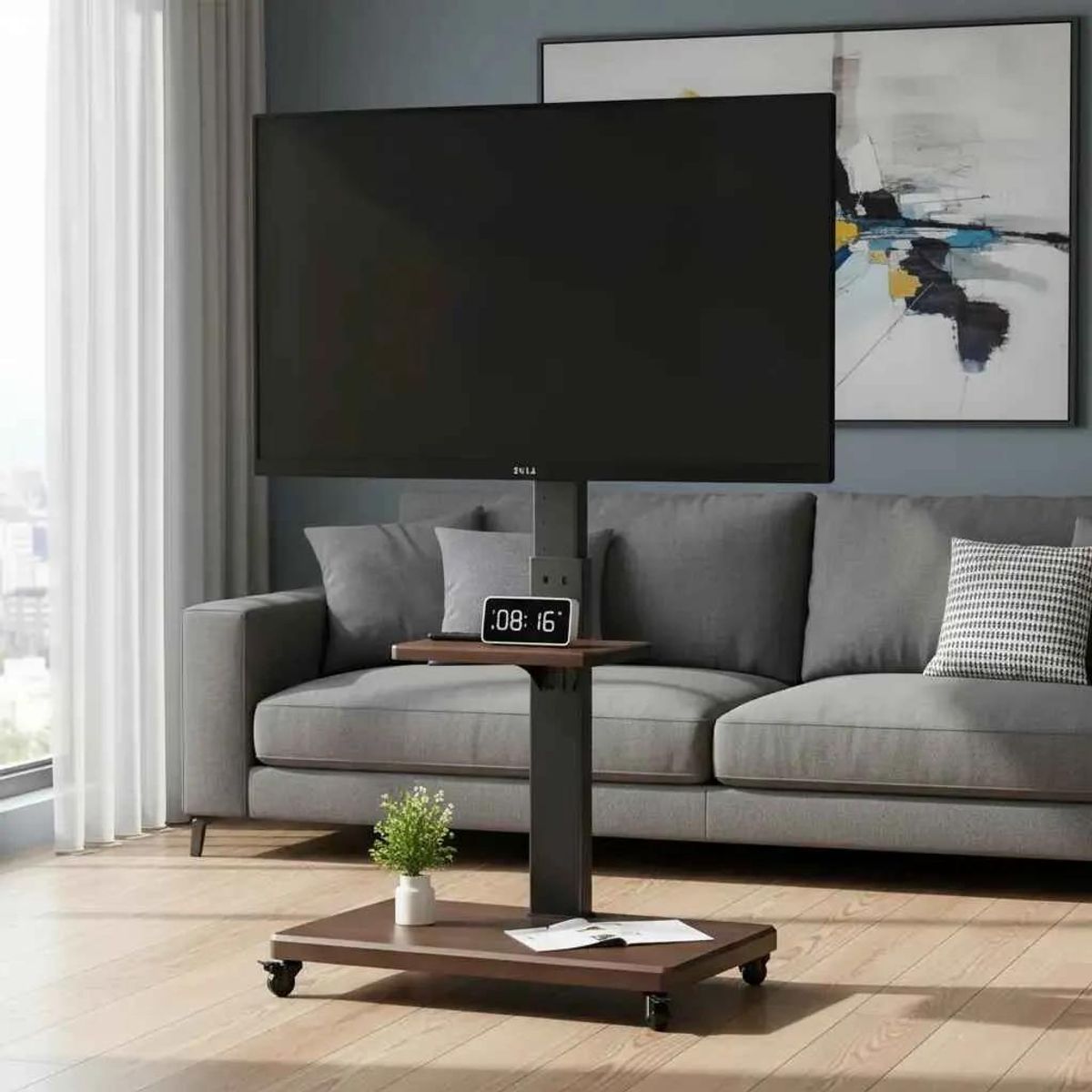 GENERICO - Soporte para TV 32-70" con ruedas de madera y metal