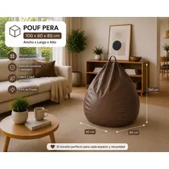 GENERICO - Pouf Pera Café Eco Cuero 100x80x80 cm Maxicosas