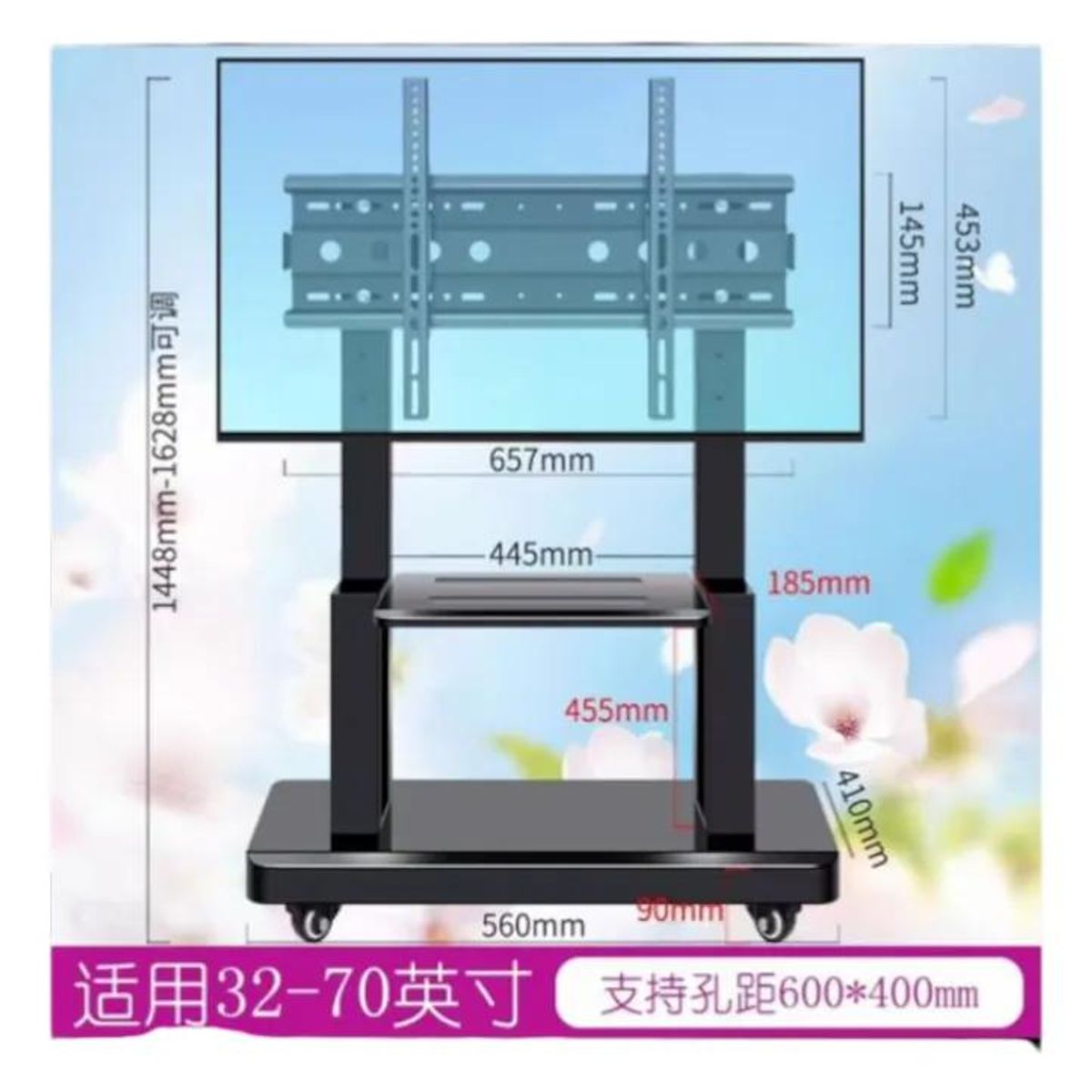 GENERICO - Pedestal para TV con ruedas 32 a 70 pulgadas