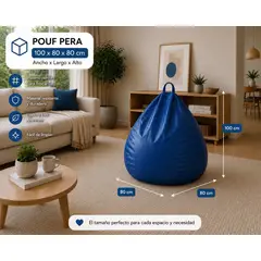GENERICO - Pouf Pera Azul Eco Cuero 100x80x80 cm Maxicosas