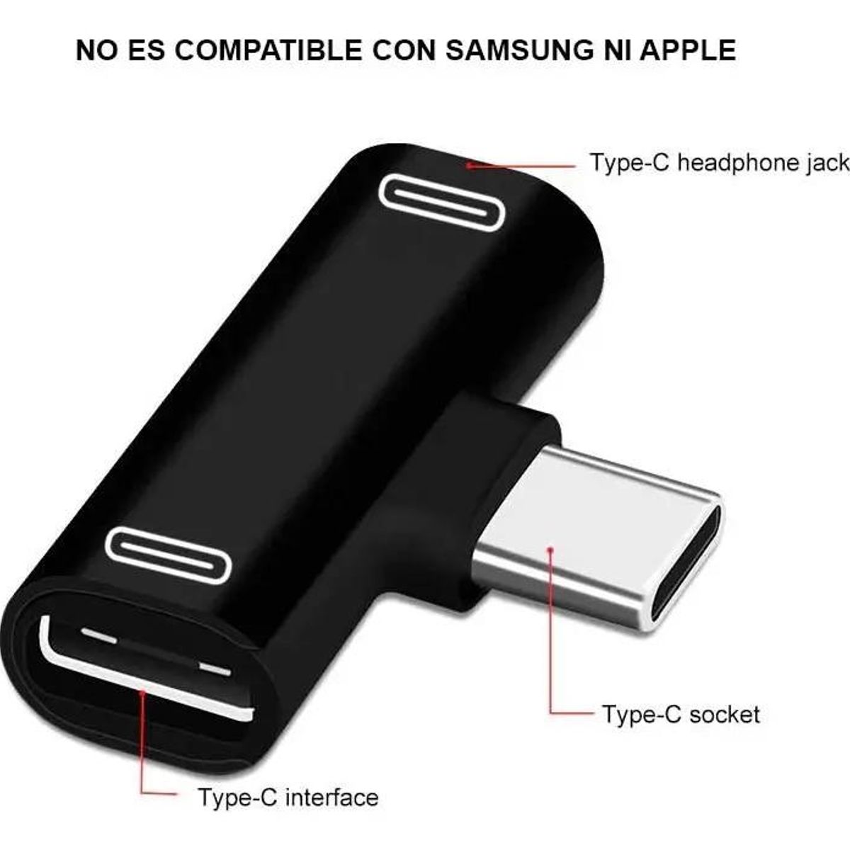 GENERICO - Adaptador Dual Tipo C para Audio y Carga