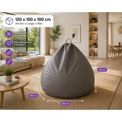 GENERICO - Pouf Pera Gris Eco Cuero 120x100x100 cm Maxicosas