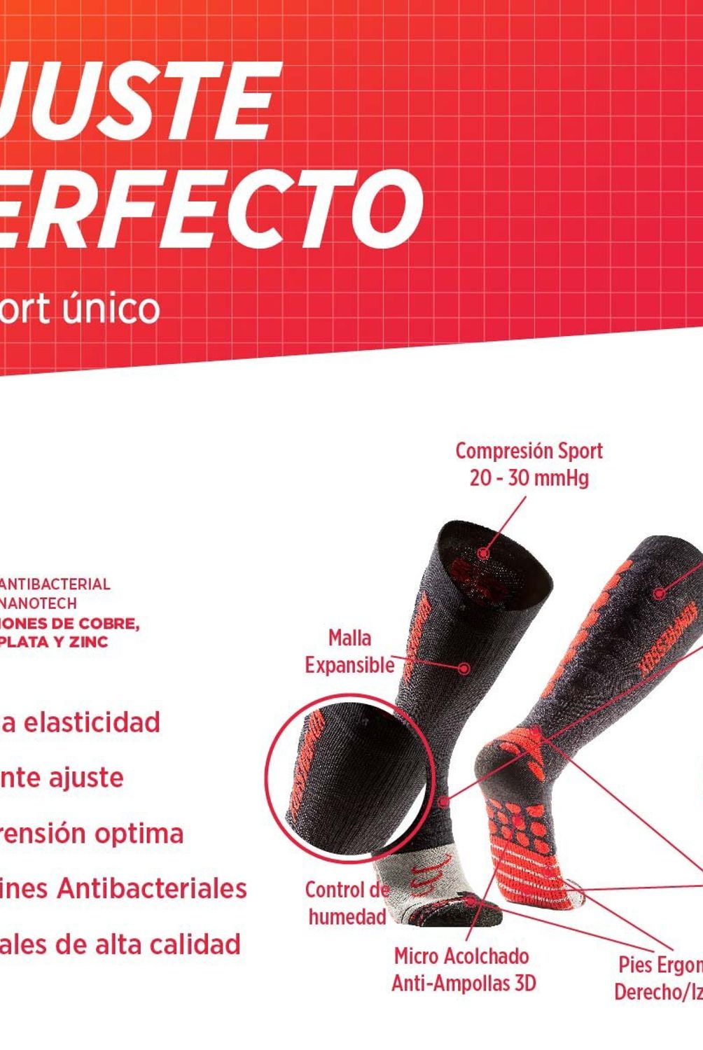 SILVERA - Calcetines de Compresión 3D Antibacterial Cobre