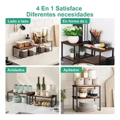 GENERICO - Organizador de Estantes Apilables de Madera 2 Piezas