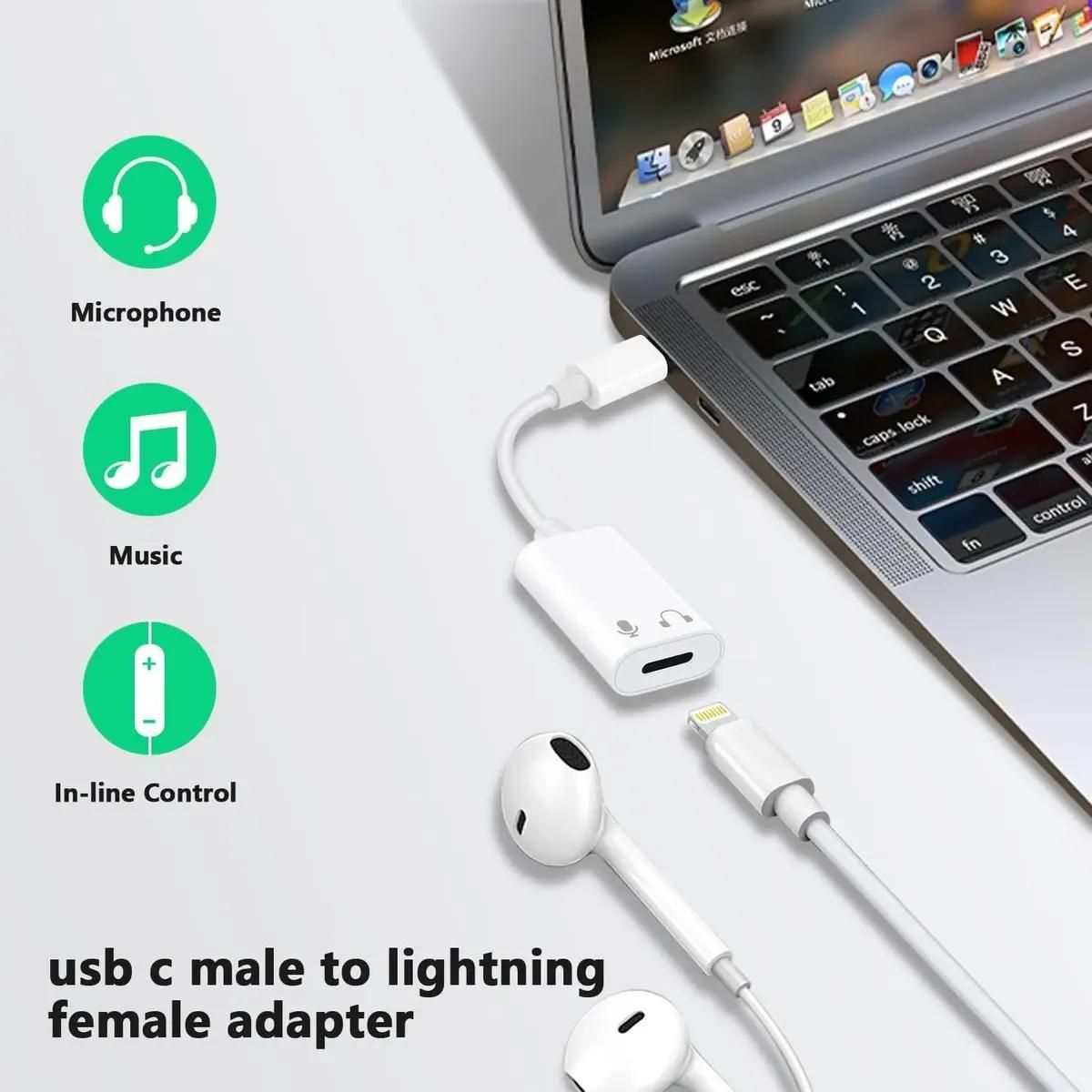 GENERICO - Adaptador USB Tipo C a Audífonos para Macbook y iPhone 15