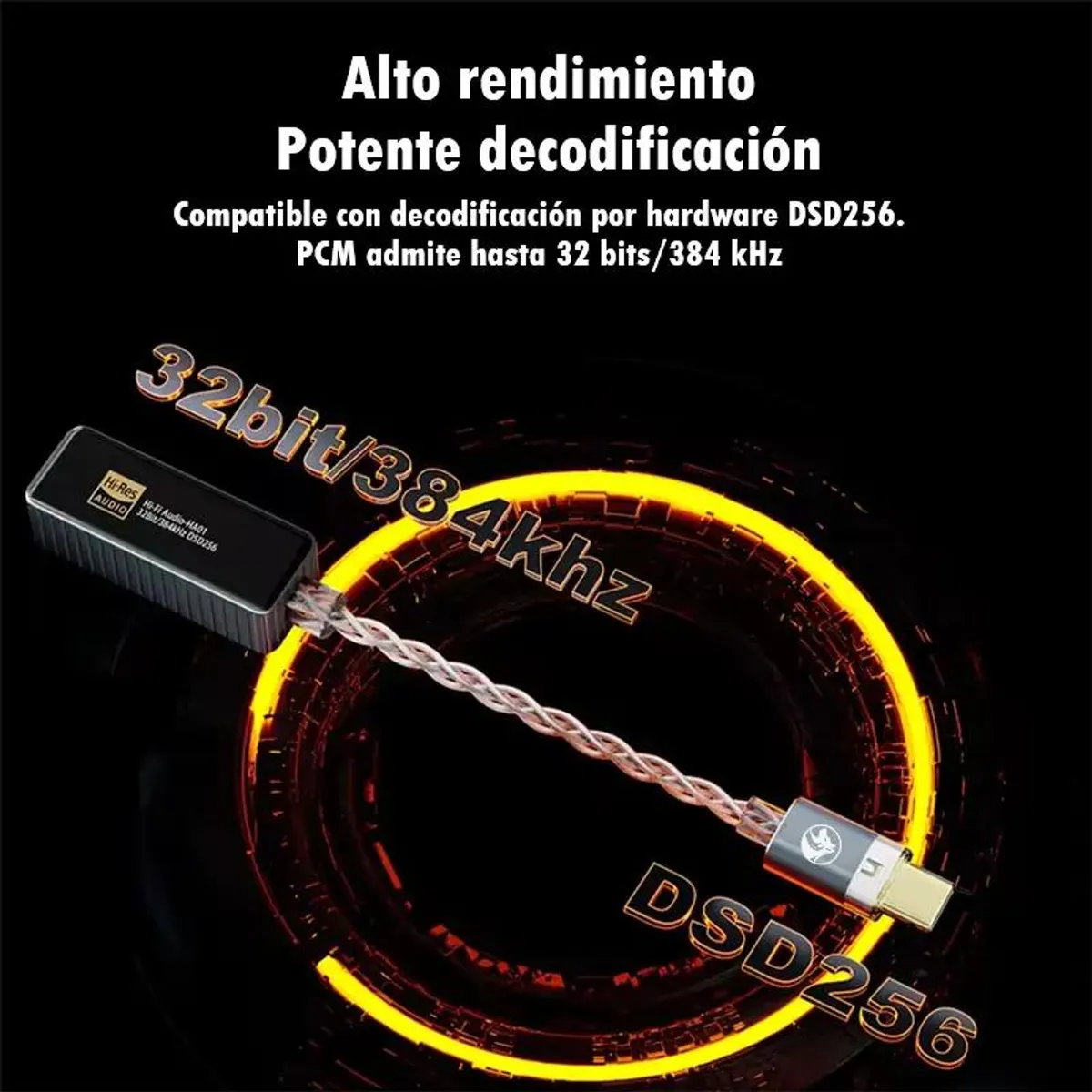 GENERICO - Adaptador DAC Type-C a 3.5mm con Amplificador de Audio