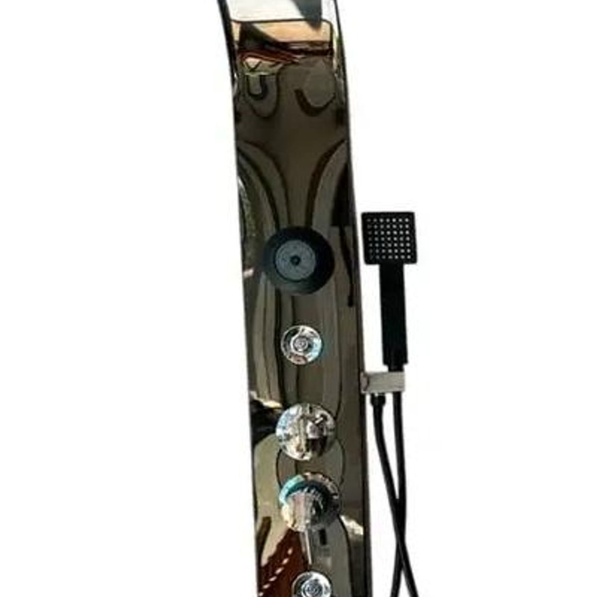 GENERICO - Columna de ducha negra con hidromasaje y Bluetooth