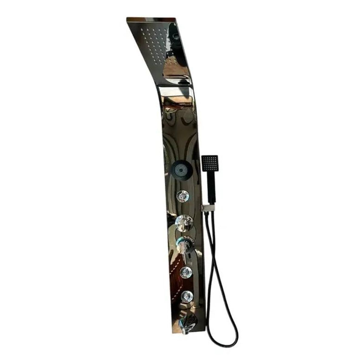 GENERICO - Columna de ducha negra con hidromasaje y Bluetooth