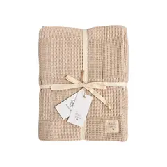 MARIA AMIRA - MANTA BEBÉ 100% ALGODÓN ACOLCHADA WAFFLE TAUPE 70 X 90 CM