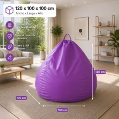 GENERICO - Pouf Pera Lila Eco Cuero 120x100x100 cm Maxicosas