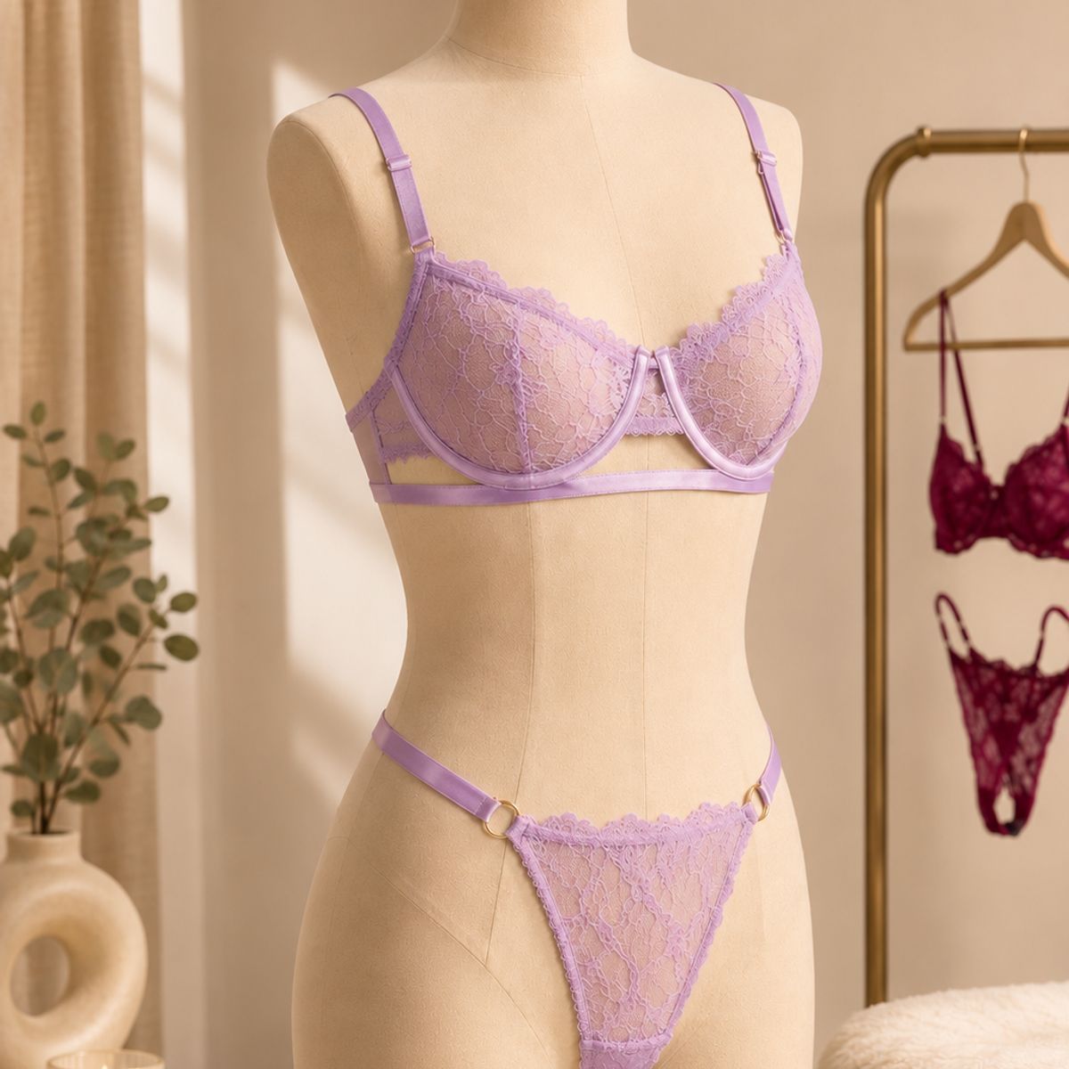 CAROLINE - Set Lencería Mujer 2 Piezas BabyDoll y Calzón