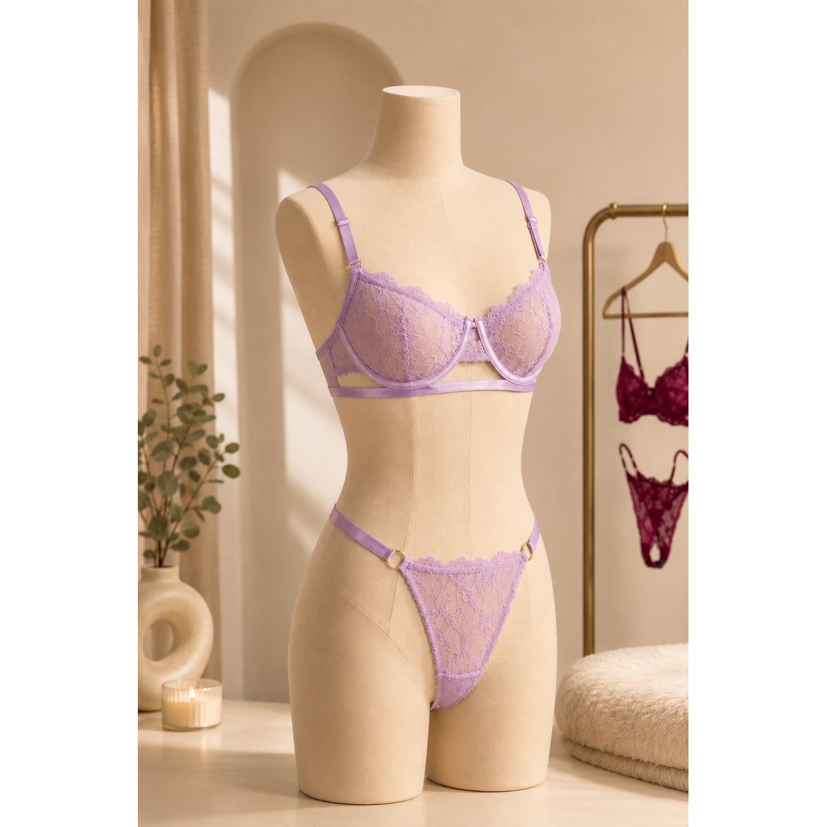 CAROLINE - Set Lencería Mujer 2 Piezas BabyDoll y Calzón