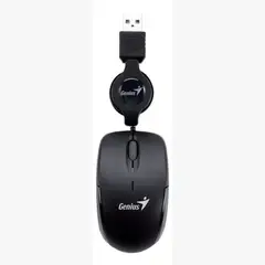 GENIUS - Mouse Mini Micro Traveler V2 Negro USB Retráctil para Windows y Mac