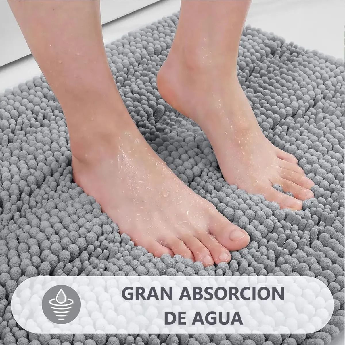 TSKY CHILE SHOPPING - Pack 2pcs Alfombra Antideslizante Tapete Chenilla de Piezas para Baño,Tapete Alfombrilla Gris+Verde