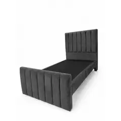 GENERICO - Cama 1.5 Tubular Doble Respaldo Gris Oscuro Felpa