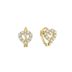 LUXURYJOYAS - Aros Corazón Diamantes Oro 18kt Sobre Plata 925+certificado