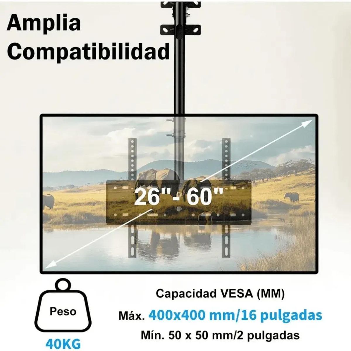 GENERICO - Soporte de techo fijo para TV de 26 a 60 pulgadas