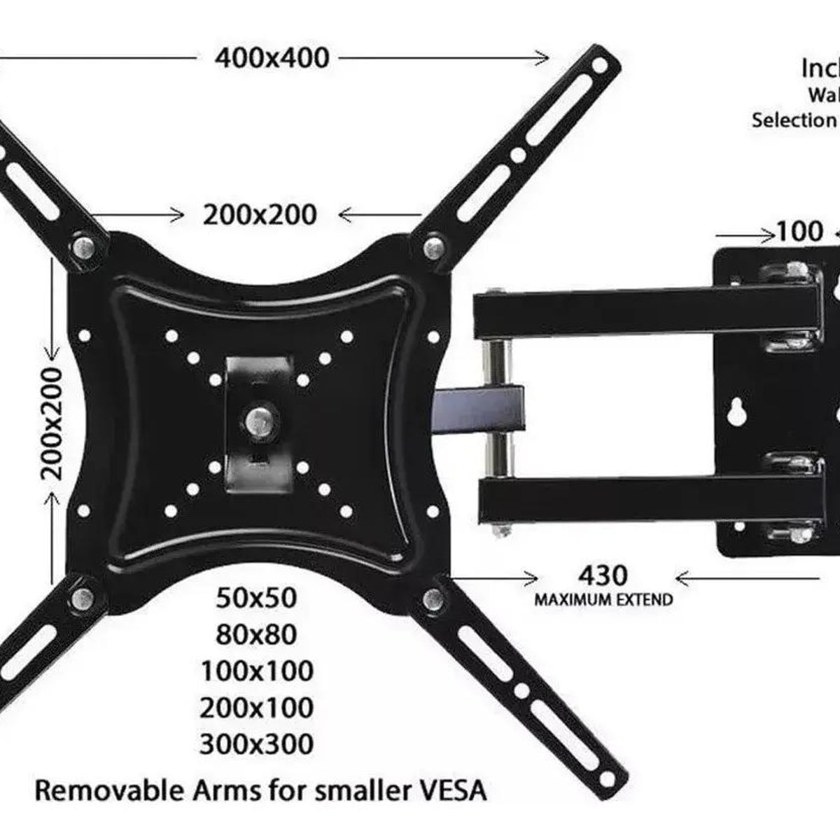 GENERICO - Soporte de Pared para TV 14 a 55 Pulgadas con Brazo Móvil