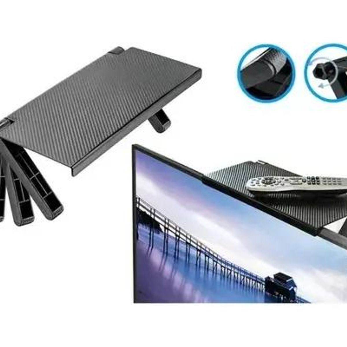 GENERICO - Repisa Plegable para TV y Monitor con Soporte para Router