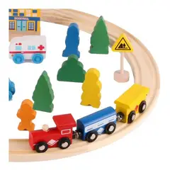 GENERICO - Pista de auto y tren de madera didáctica