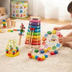 GENERICO - Set de 5 juguetes didácticos de madera para niños