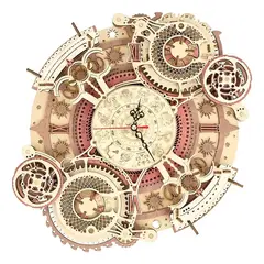 GENERICO - Reloj mural de madera estilo rompecabezas STEM