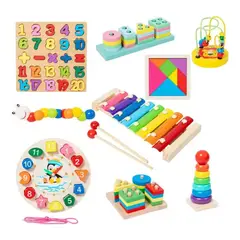 GENERICO - Juegos Didácticos de Madera Montessori 8 Piezas