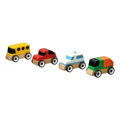 GENERICO - Set de 4 Autos de Madera Multicolor