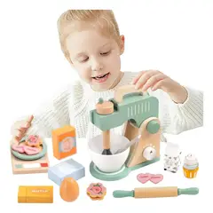 GENERICO - Batidora mezcladora de madera didáctica para niños