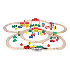 GENERICO - Pista de Tren Educativa de Madera 100 Piezas