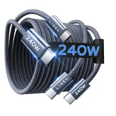 LISEN - Cable Pack 2 Un, Usb C A Usb C 2m 240w Carga Rápida