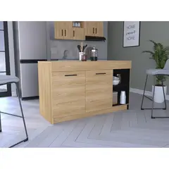 TUHOME - BARRA AUXILIAR DE COCINA 2 PUERTAS LUNA FRESNO Y WENGUE 90,0X150,0X60,2 CM