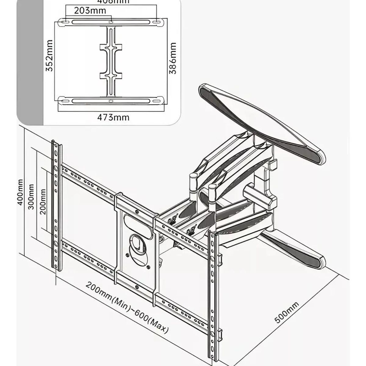 GENERICO - Brazo Articulado Universal para TV 55 a 85 Pulgadas
