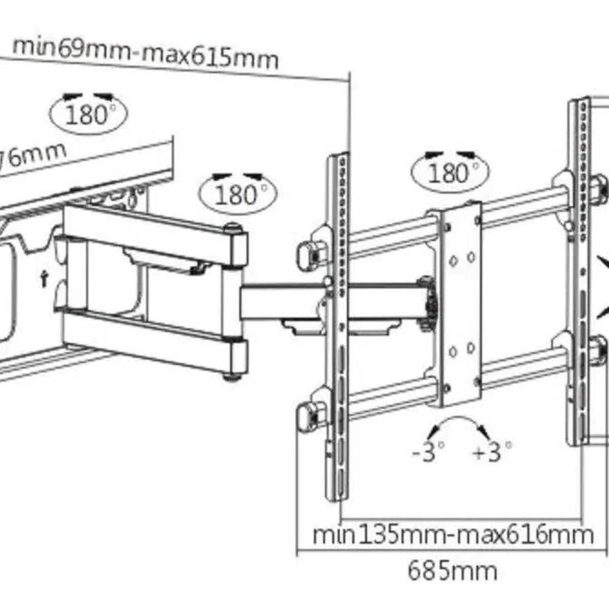 GENERICO - Soporte de Pared Ajustable para LCD 37 a 70 pulgadas