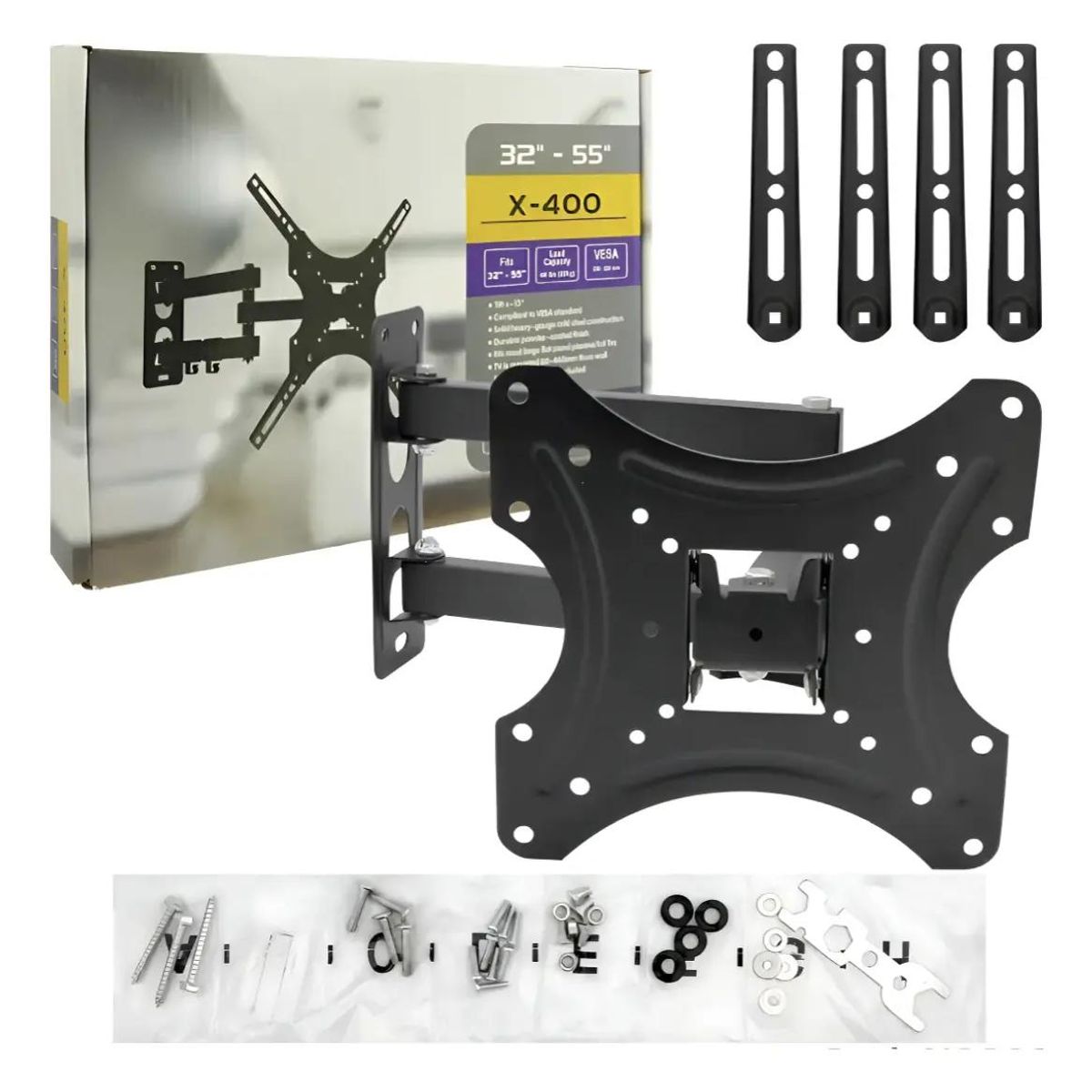 GENERICO - Pack 2 Soportes de Pared para TV 32-55 Pulgadas Negro