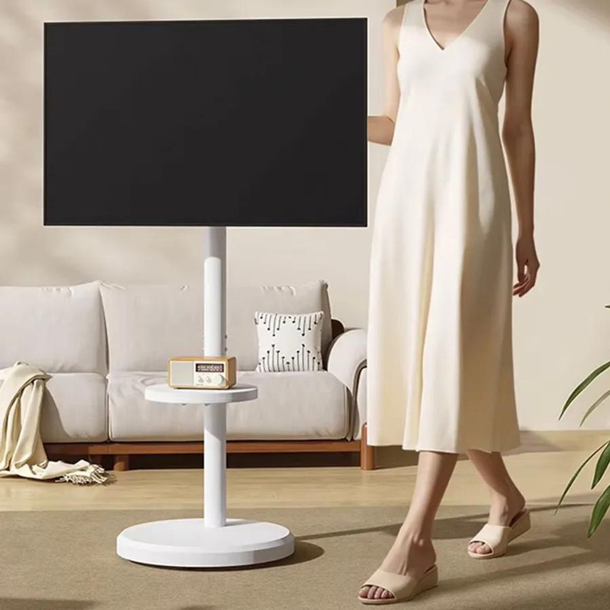 GENERICO - Soporte TV Pedestal Móvil Blanco para 42 Pulgadas
