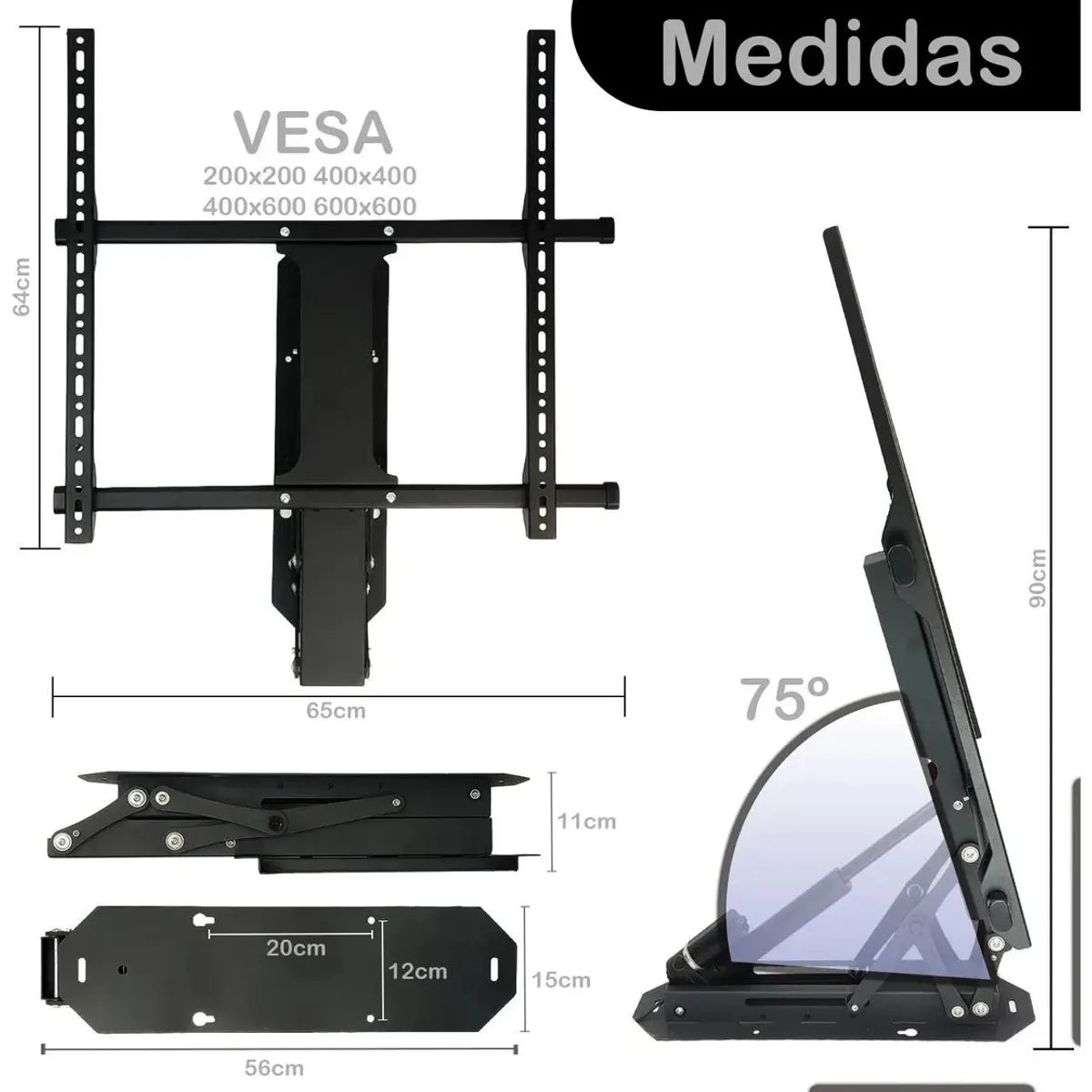 GENERICO - Soporte TV Motorizado Hidráulico 32-75" con Control Rem